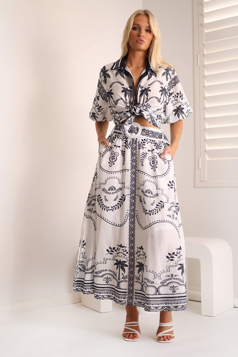 Sofia Linen Shirt | Blk-Wht