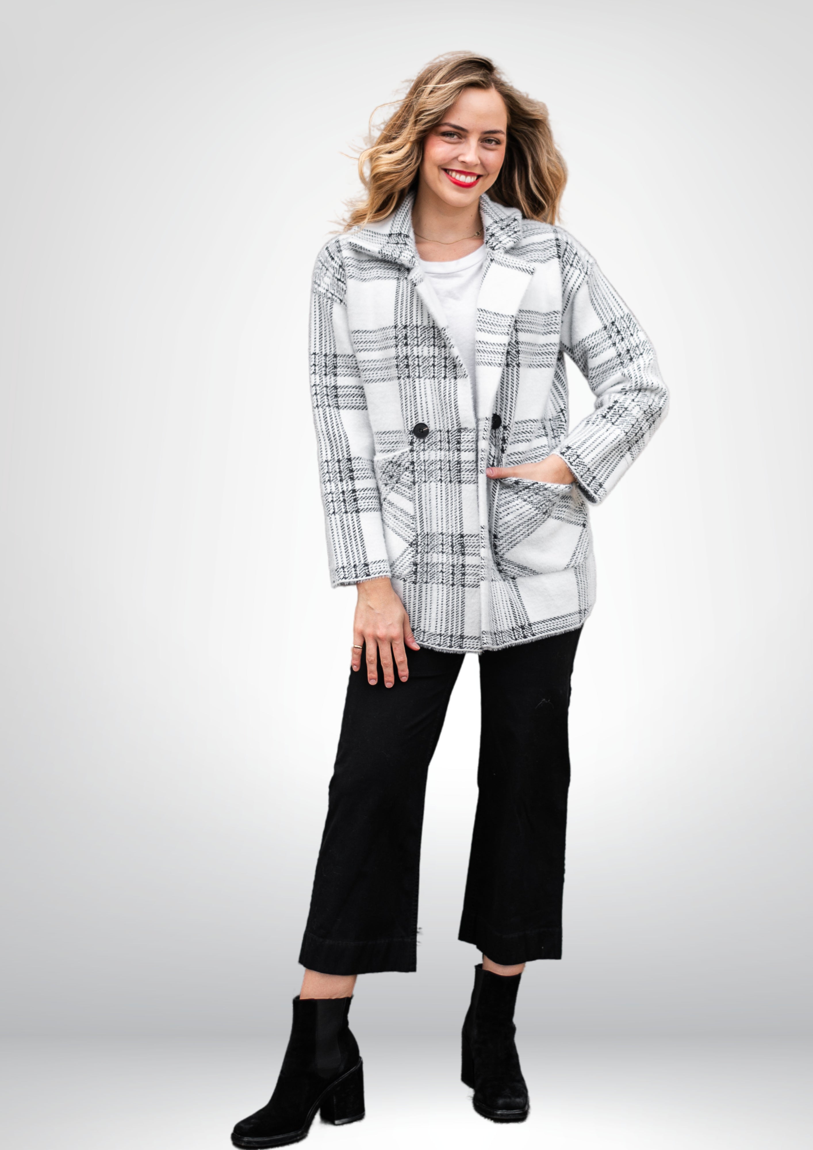 Lana Soft Coatigan | BLK-WHT