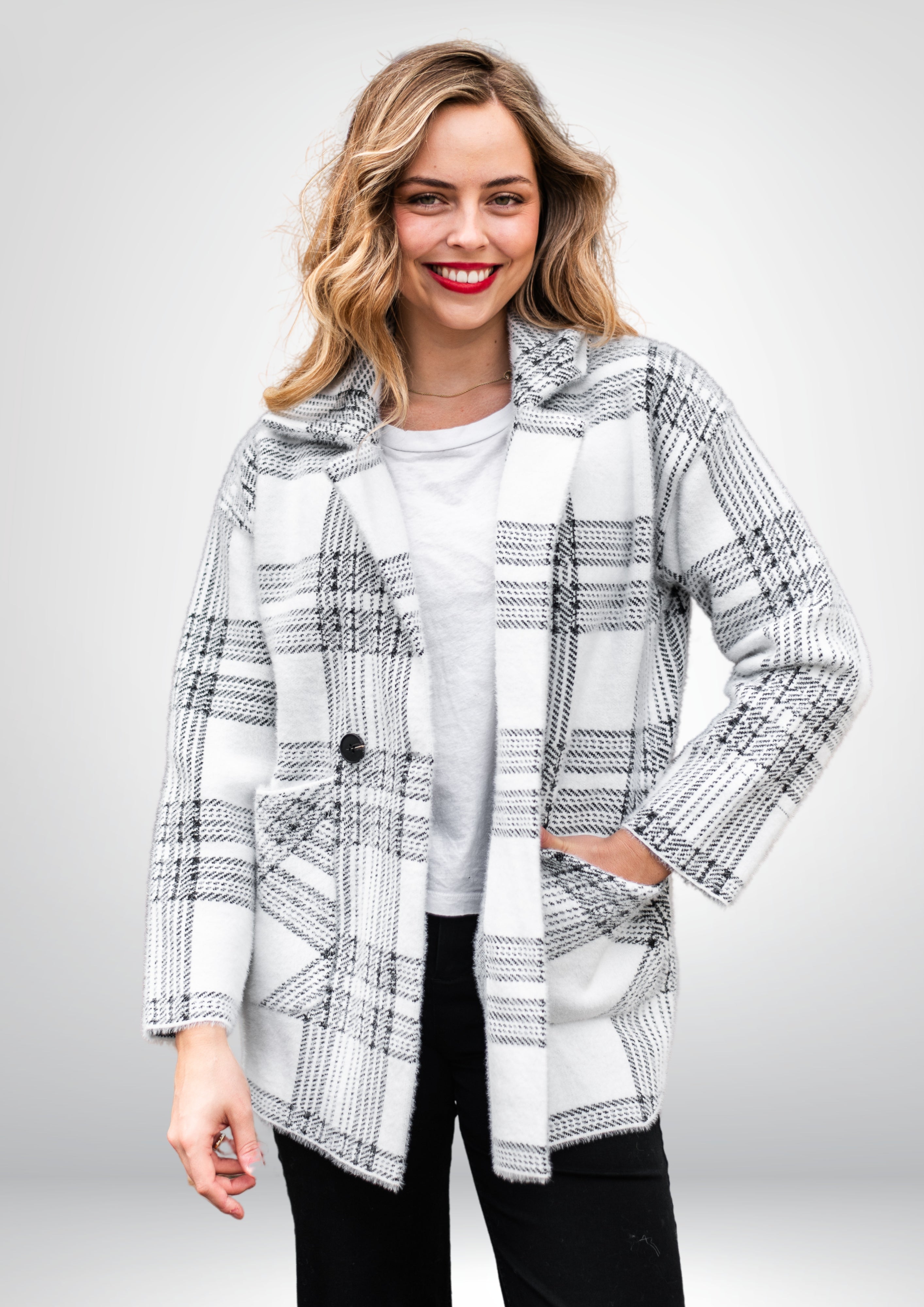 Lana Soft Coatigan | BLK-WHT