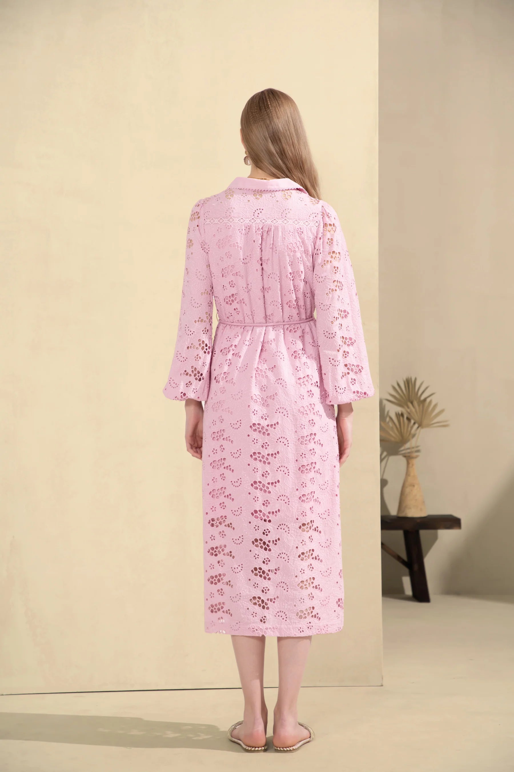 GDS Rosie Embroidered Long Dress | Chalk Pink