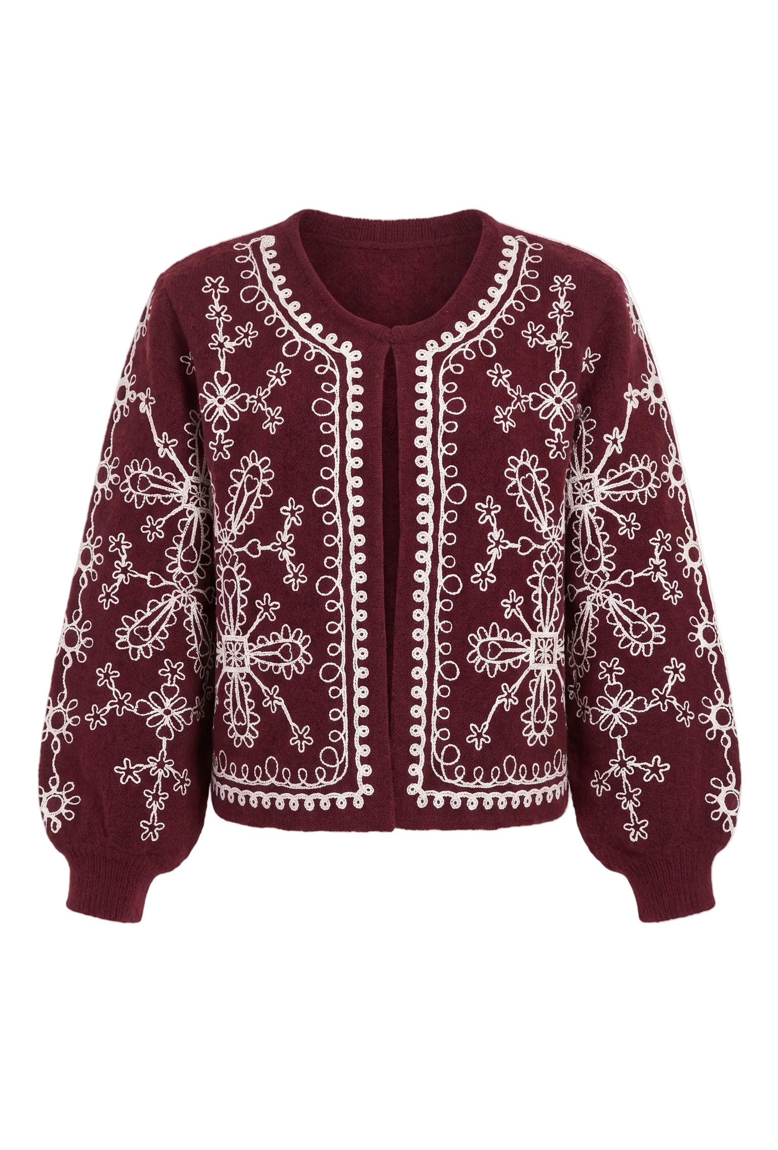 Ana Embroidered Cardi | Wine