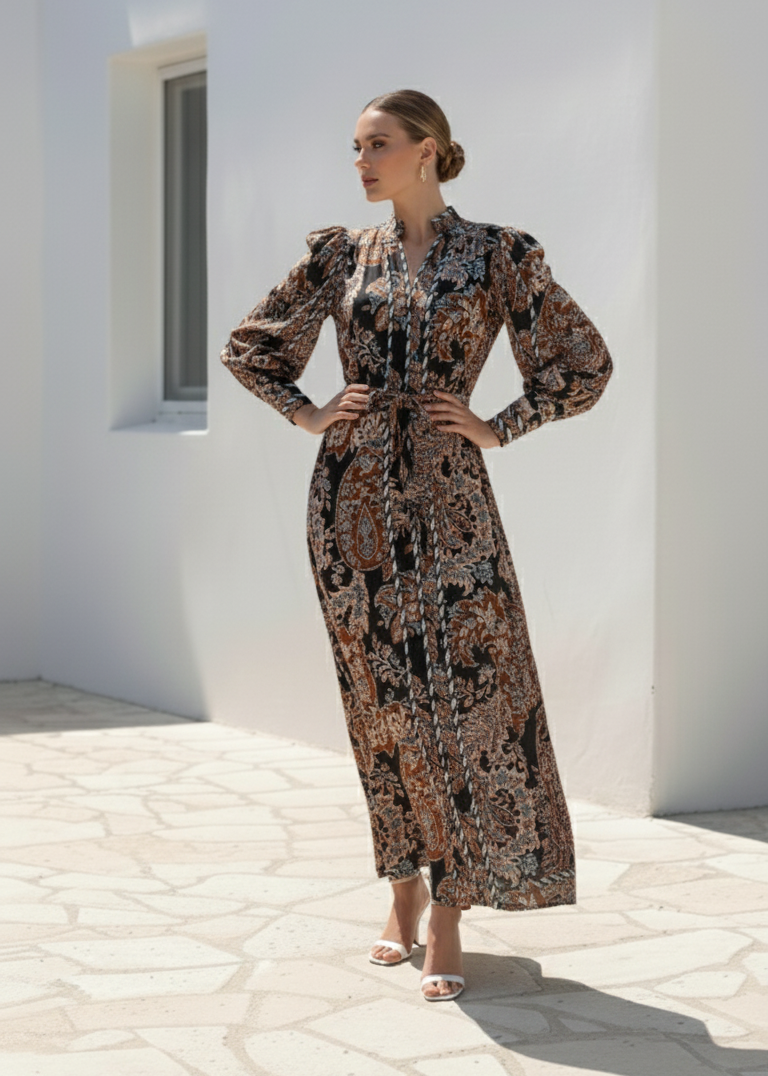 Marbel Long Dress | Brown