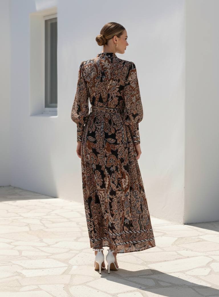 Marbel Long Dress | Brown