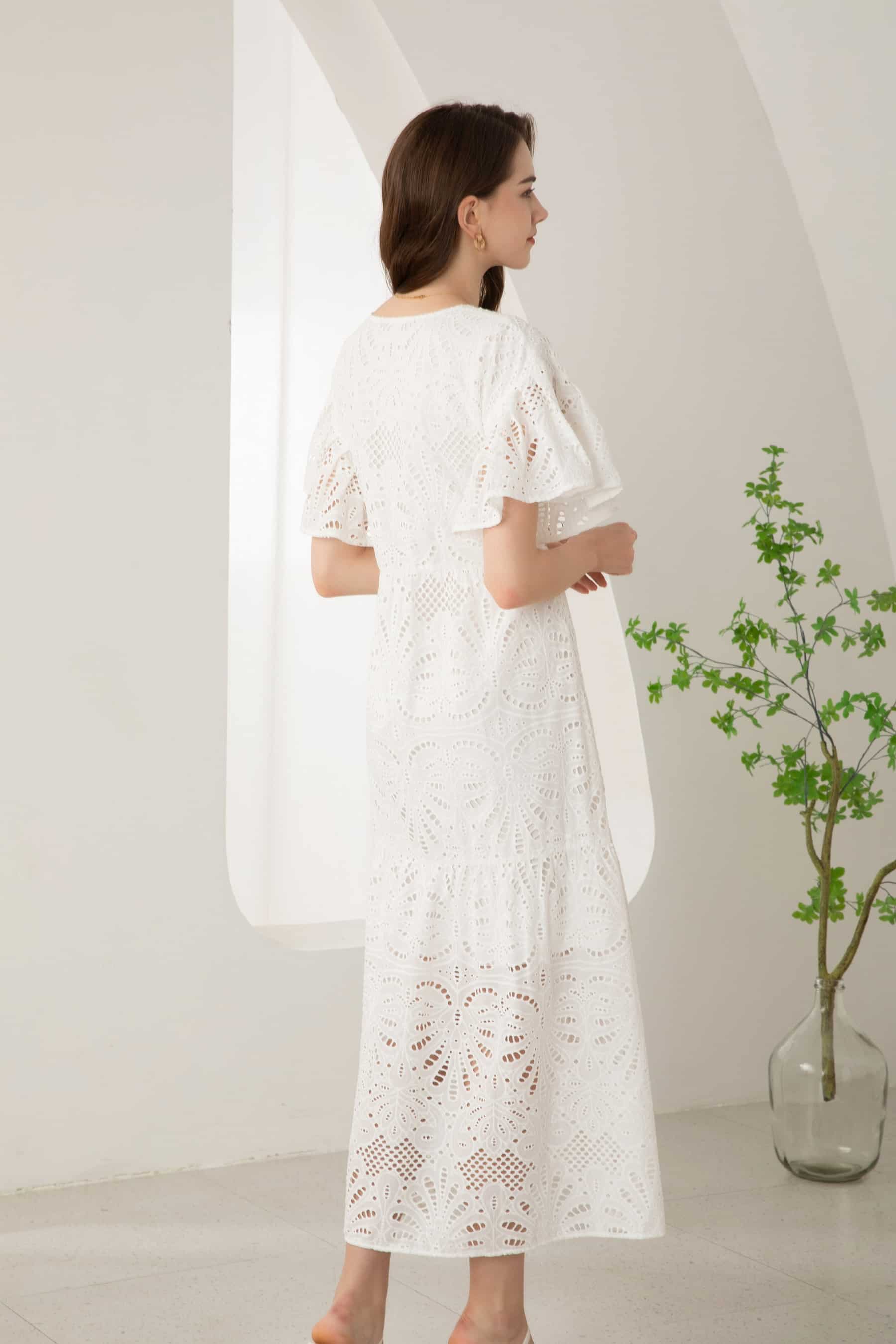 GDS Margot Embroidered Long Dress | White DRESSES 10 12 14 16 8 GDS L M S WHITE XL XS