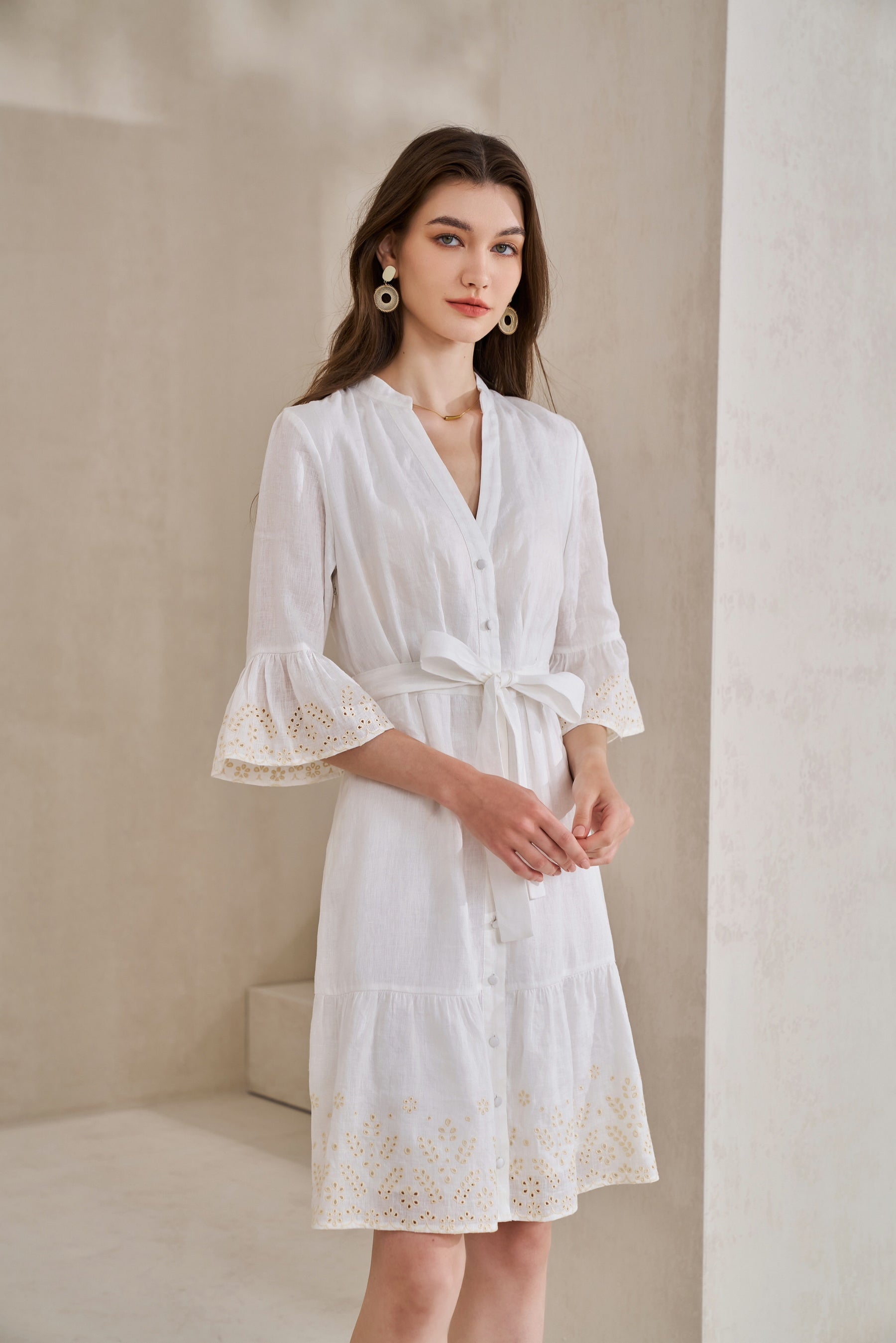 GDS Raven Linen Short Dress | White DRESSES 10 12 14 16 8 GDS L M S WHITE XL XS