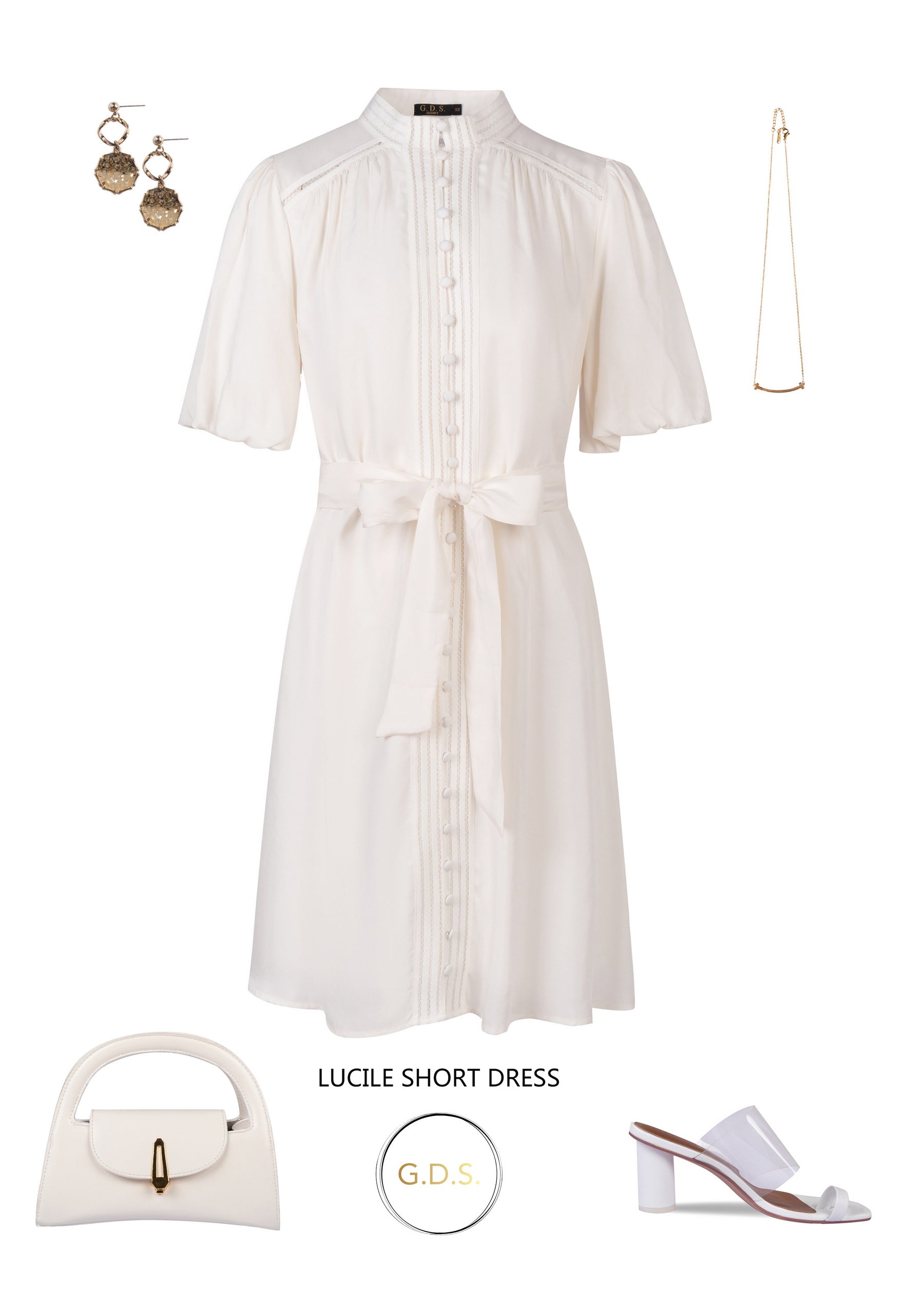 GDS Lucile Short Dress | White DRESSES BRUNCH CASUAL Catch GDS HOLIDAY L M S SALE shorts SPRING-SUMMER WHITE XL XS