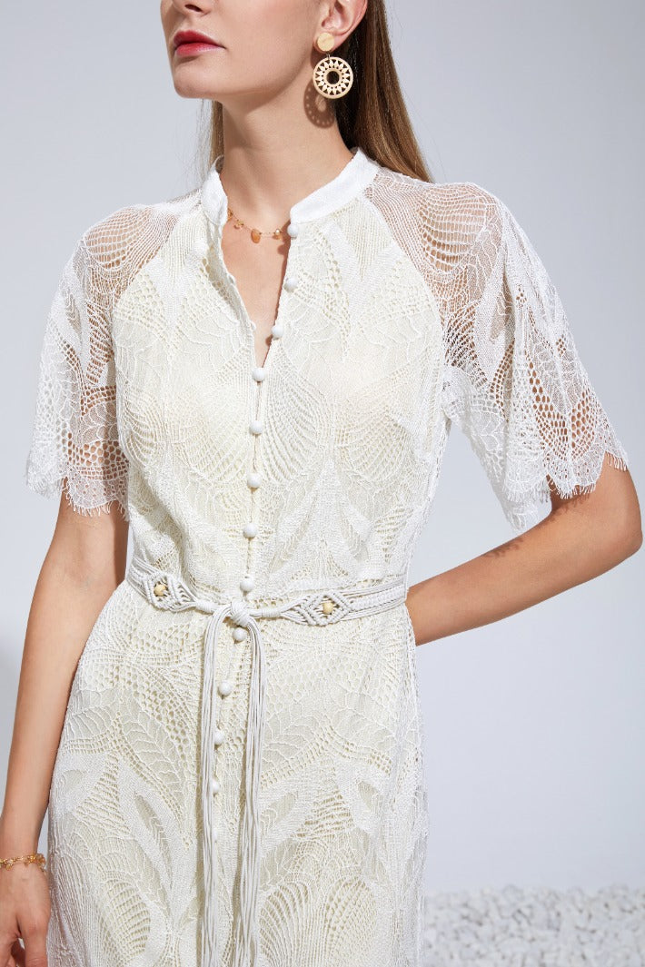 GDS Lilou Lace Long Dress | White Catch ESS22 GDS L M S SALE WHITE XL XS