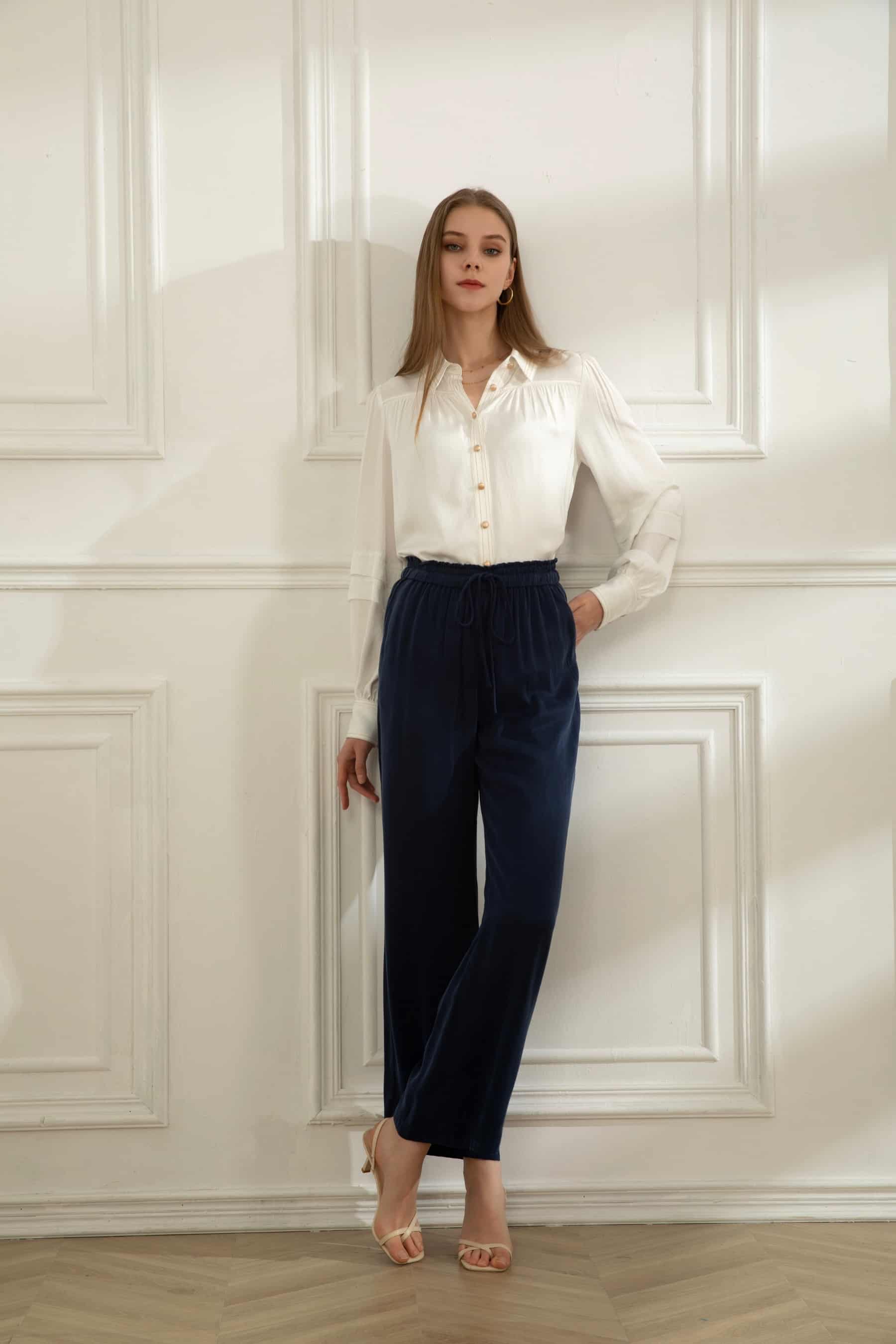 GDS Lia Cupro Pants | Navy PANTS autumn-winter AW 23 BRUNCH CASUAL Catch GDS L M NAVY Pants S SALE 40 % SPRING-SUMMER WORK XL XS