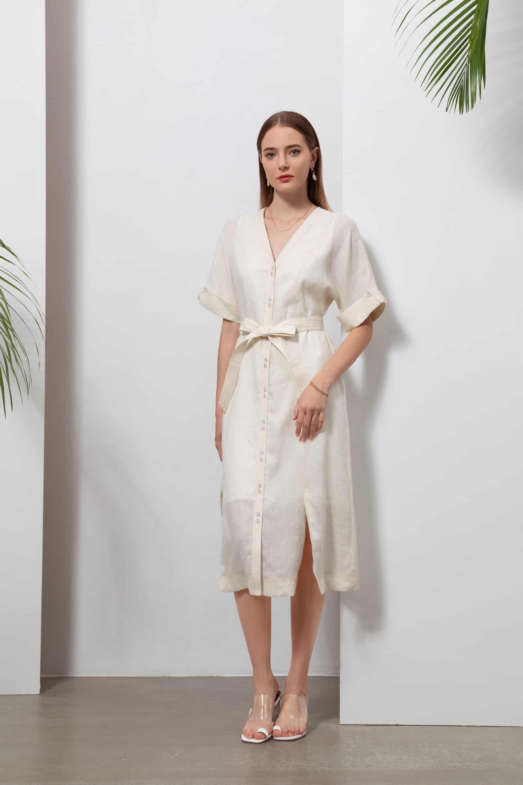 GDS Marceline Linen Dress | Lily White DRESSES autumn-winter BLOUSES BRUNCH CASUAL Catch GDS L M S SALE WHITE XL XS