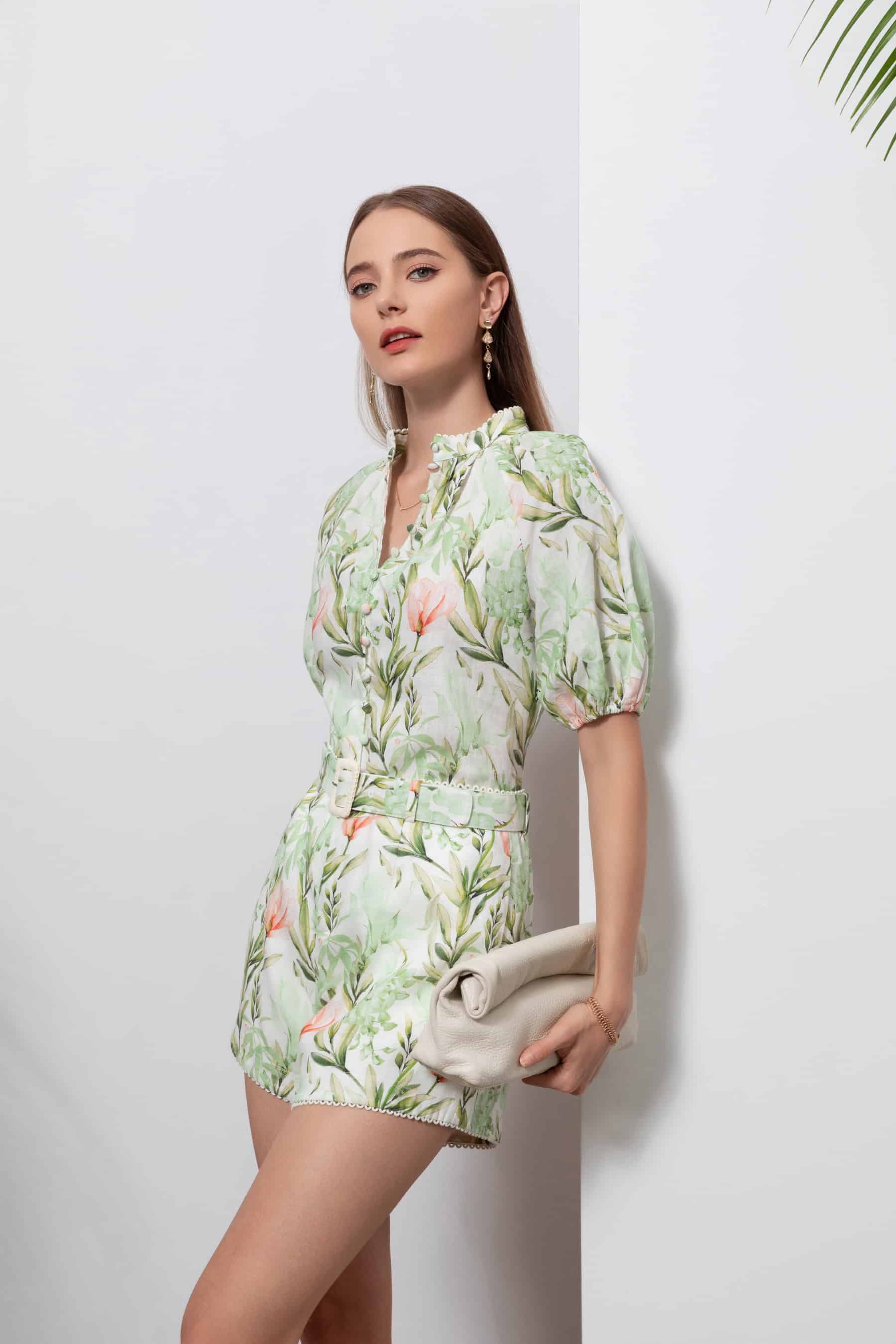 GDS Desiree Floral Linen Blouse | Green BLOUSES BLOUSES BRUNCH Catch GDS HOLIDAY L M S SPRING-SUMMER WORK XL XS YELLOW