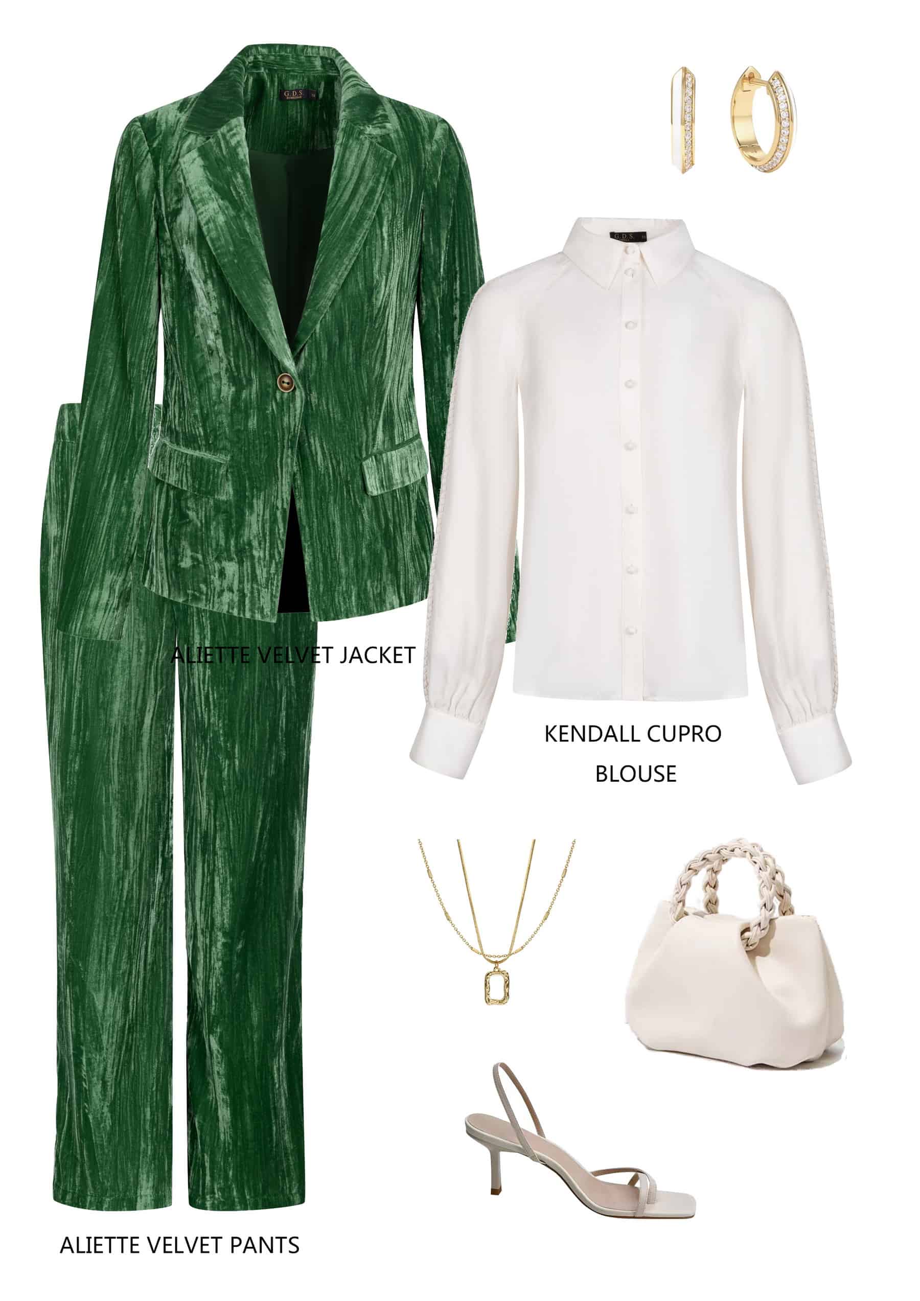 GDS Aliette Velvet Jacket | Green JACKETS autumn-winter BRUNCH CASUAL Catch GDS GREEN JACKETS L M S SALE 40 % WORK XL XS