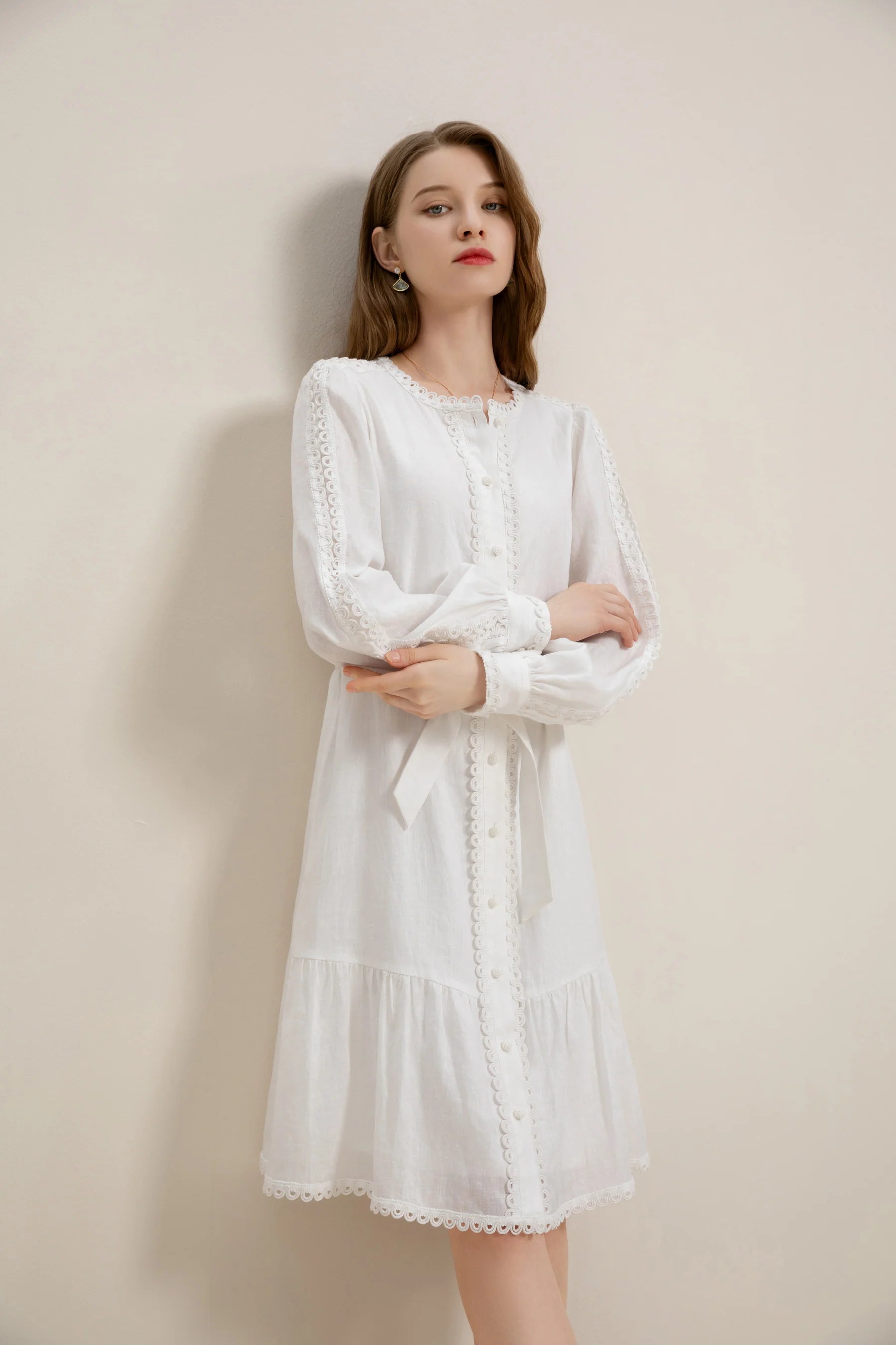 GDS Angelica Linen Short Dress |  White