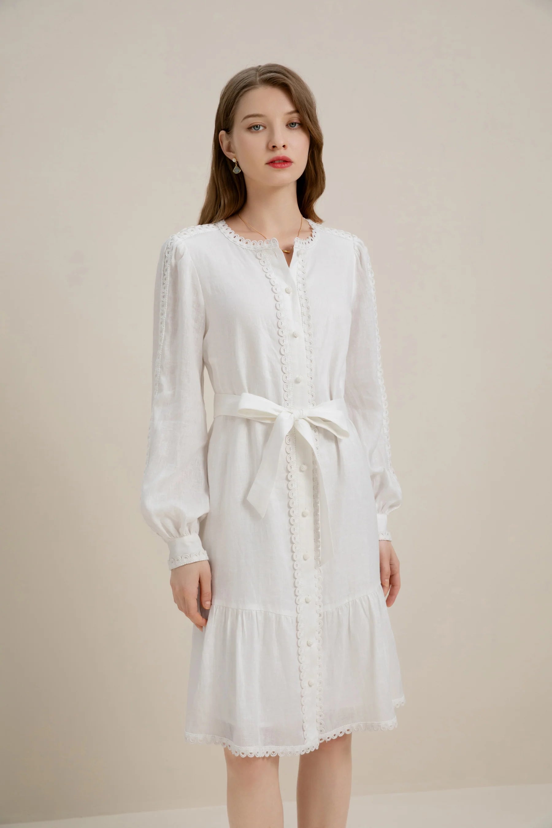 GDS Angelica Linen Short Dress |  White