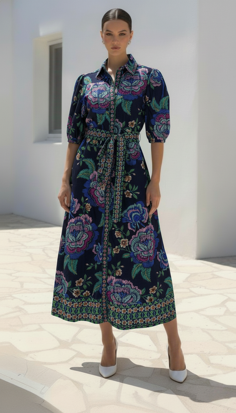 Liberty  Shirt Dress |  Navy- Floral