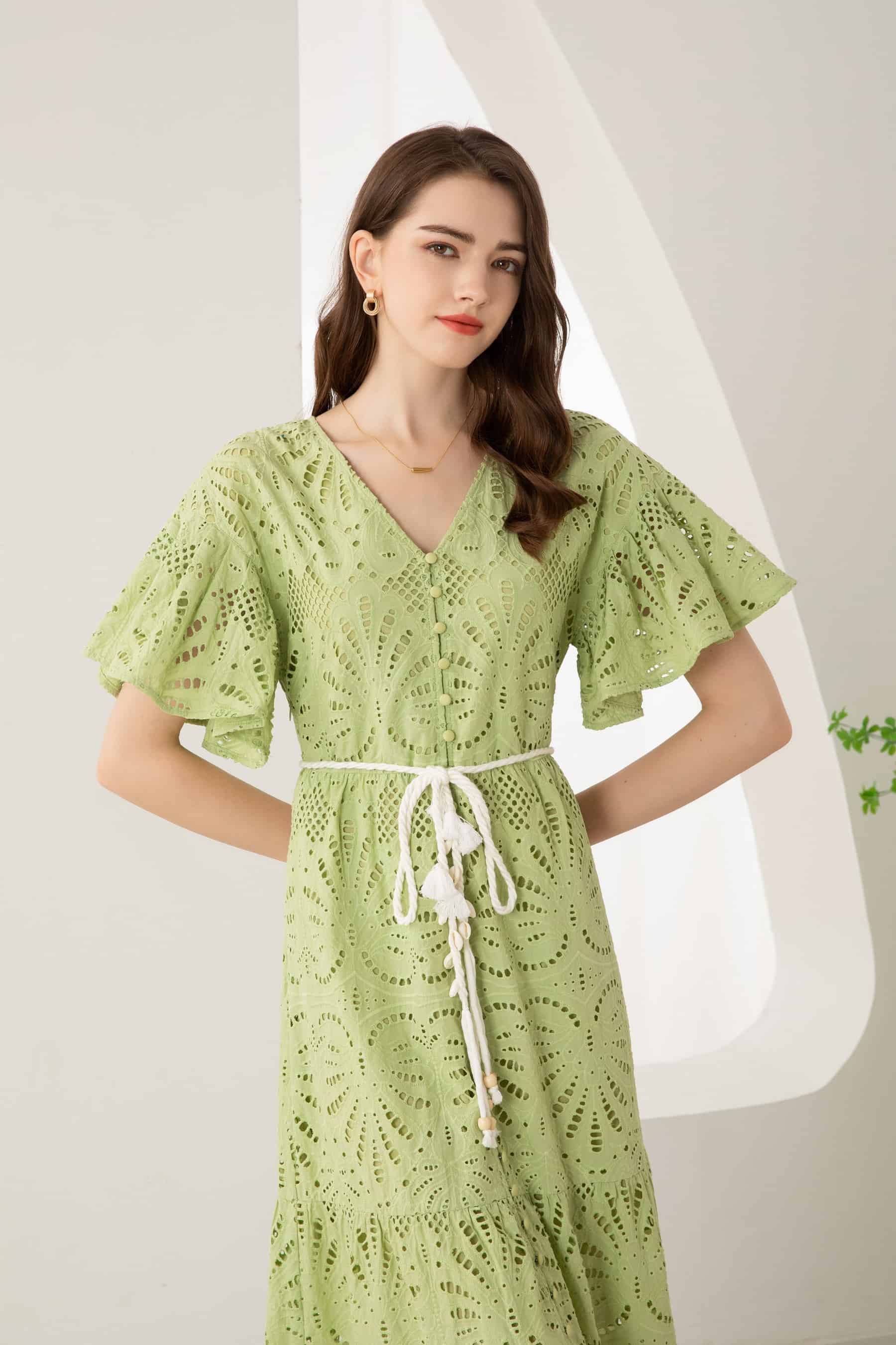 GDS Margot Embroidered Long Dress | Tarragon DRESSES 10 12 14 16 8 GDS GREEN L M S XL XS