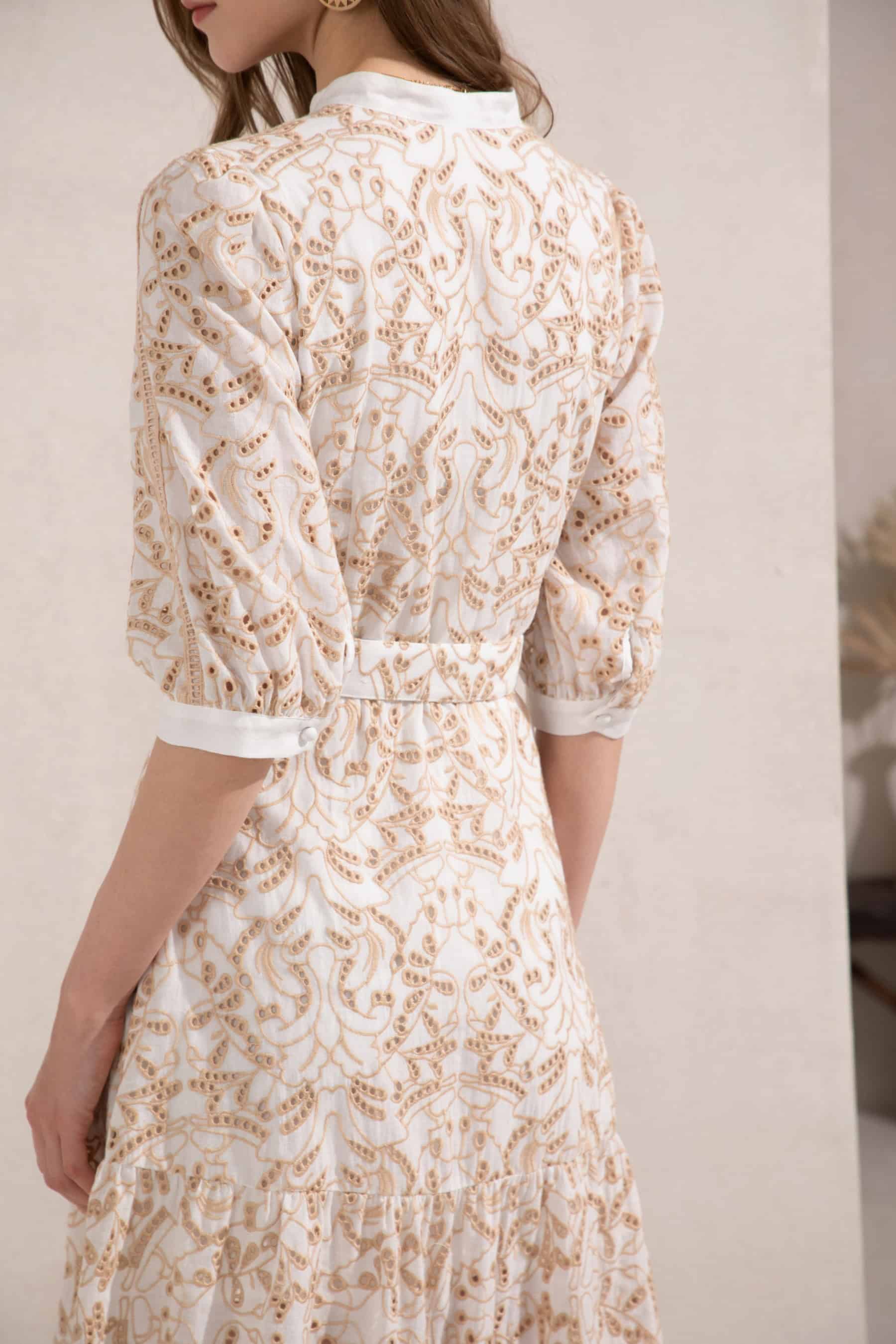 GDS Naomi V Neck Short Dress | Beige