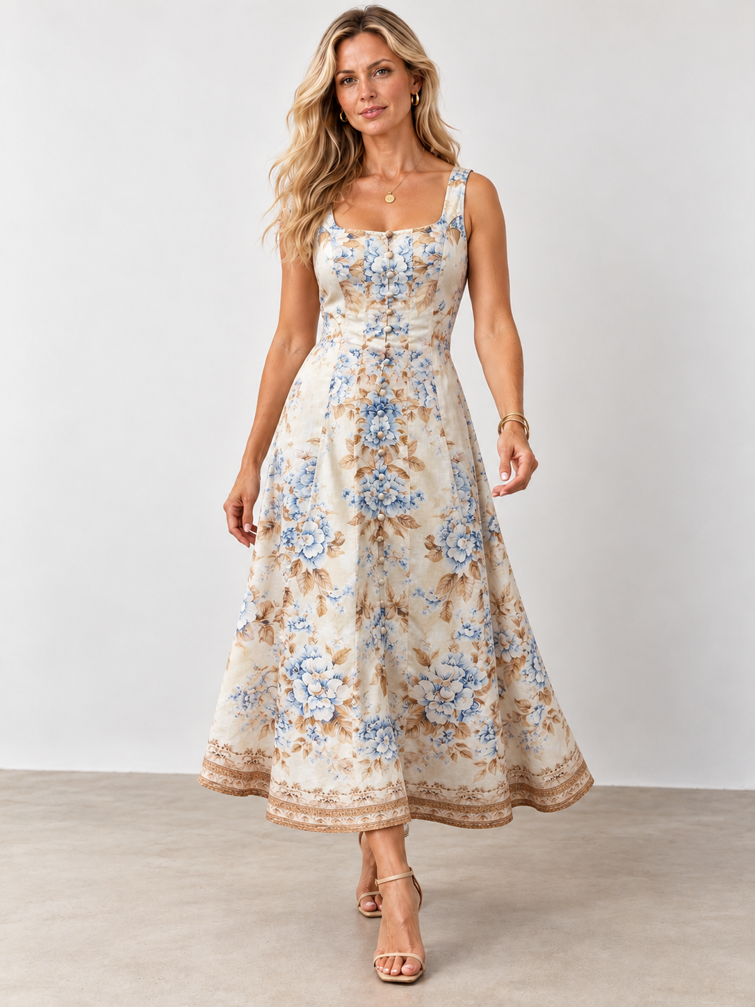 Melodie  SunDress | Blue - Beige