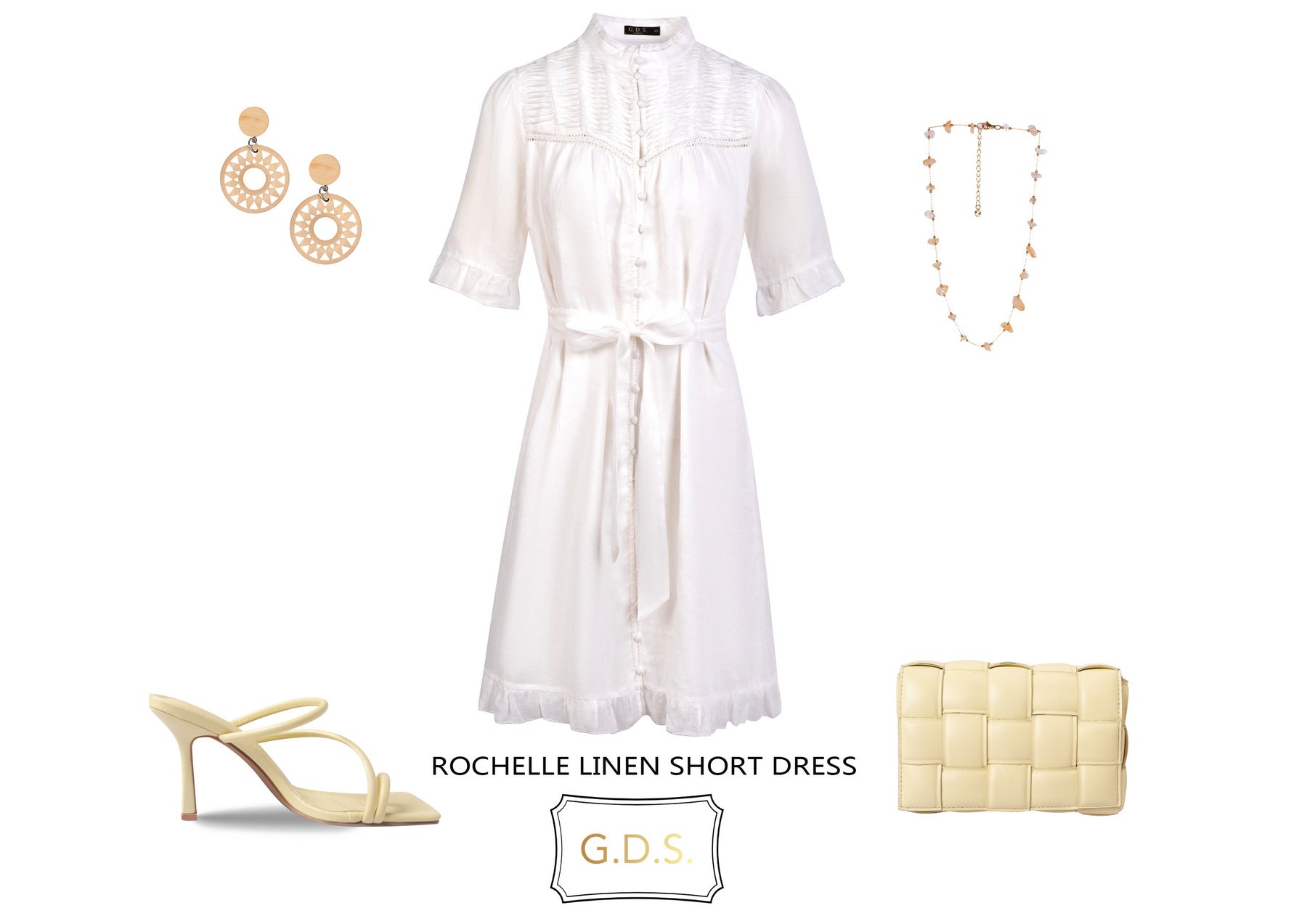 GDS Rochelle Linen Short Dress | White Catch ESS22 GDS L M S SALE WHITE XL XS