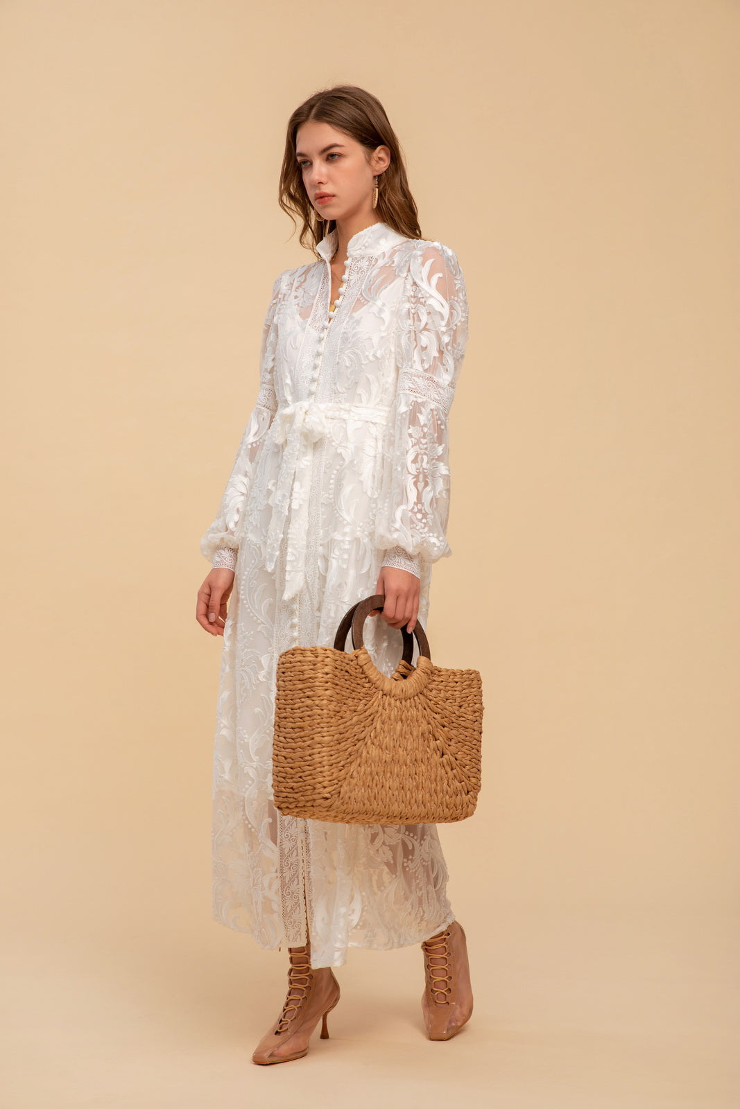 GDS Yvette Maxi Dress | White DRESSES autumn-winter BRUNCH DRESSES GDS HOLIDAY L M RACES S SALE 40 % WHITE XL XS