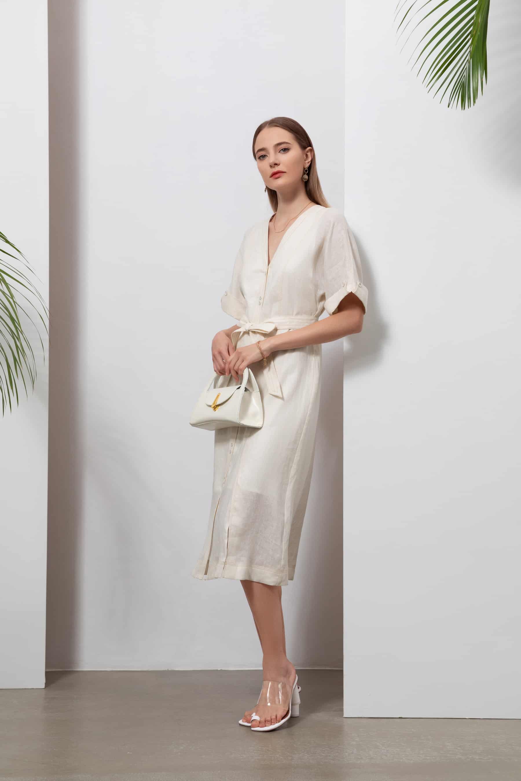 GDS Marceline Linen Dress | Lily White DRESSES autumn-winter BLOUSES BRUNCH CASUAL Catch GDS L M S SALE WHITE XL XS